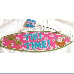 Luau Surf Board Wood Sign Aloha Tiki Time Bar Island Beach Wall Door Decoration